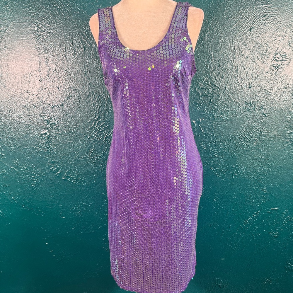 Medium purple sequin 90s vintage club dress